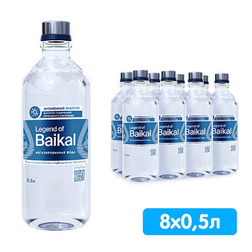 Вода Легенда Байкала (Legend of Baikal), минеральная, стекло, 0,5 л без газа (8 шт. в упаковке)