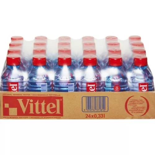 Вода Vittel/Виттель минеральная 0.33 литра, без газа, ПЭТ,24 шт. в упаковке